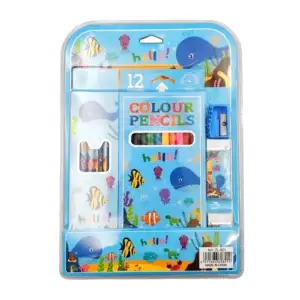 Kit de papelería infantil con caja de 12 colores, 6 lápices, 2 gomas …