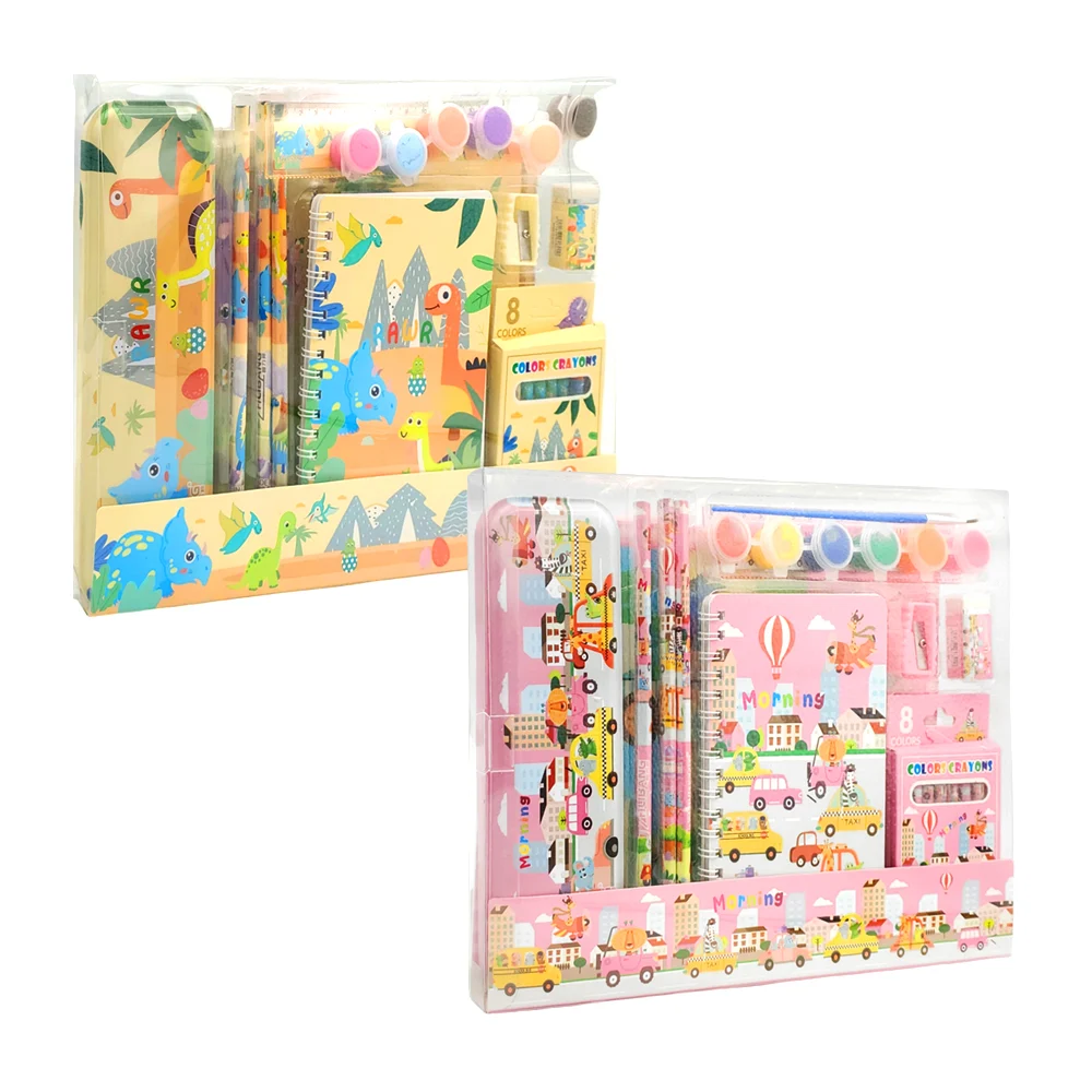 Kit papelería con 6 acuarelas, 3 lápices, 8 crayones, regla de 15cm, …