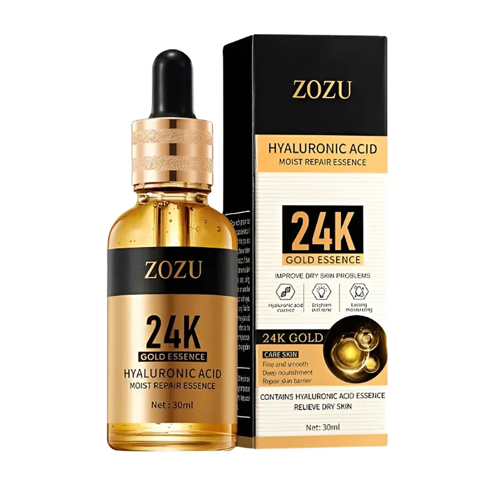 Serum facial zozu con ácido hialurónico y hoja de oro 24k restaura la…