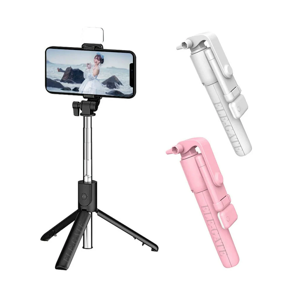 Soporte tripie selfie stick bluetooth ele-gate con mini lámpara led c…