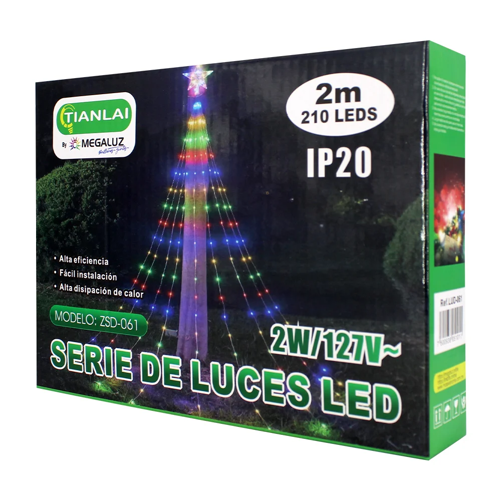 Serie de luces led rgb tipo lluvia de 2 metros con 210 leds + estrell…