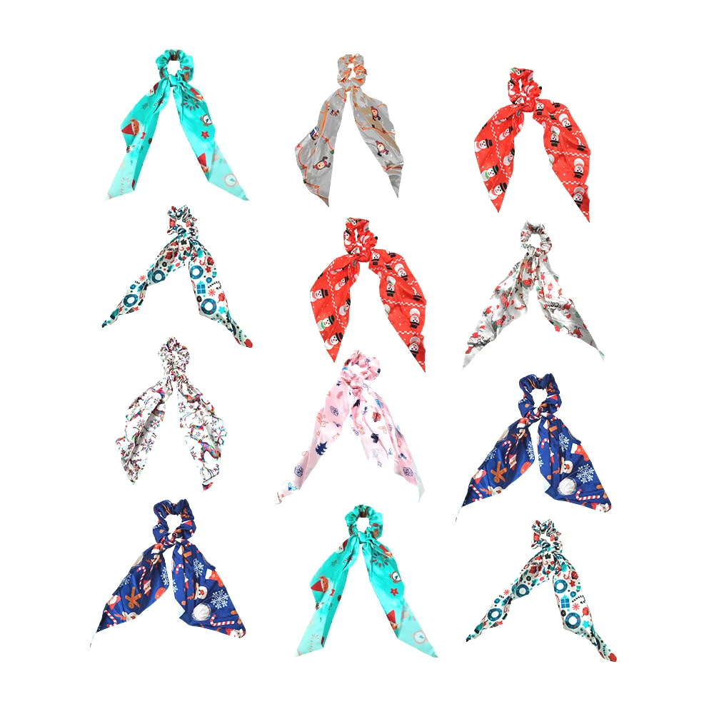 Paquete 12 donas ligas de tela con estampado navideño para el cabello…