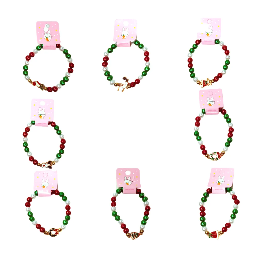 1pza Pulsera con perlas cuentas de colores y dije navideño, variedad …