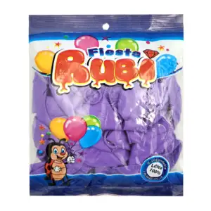Paquete con 50 globos de 9in fiesta rubi en color morado / morado9in