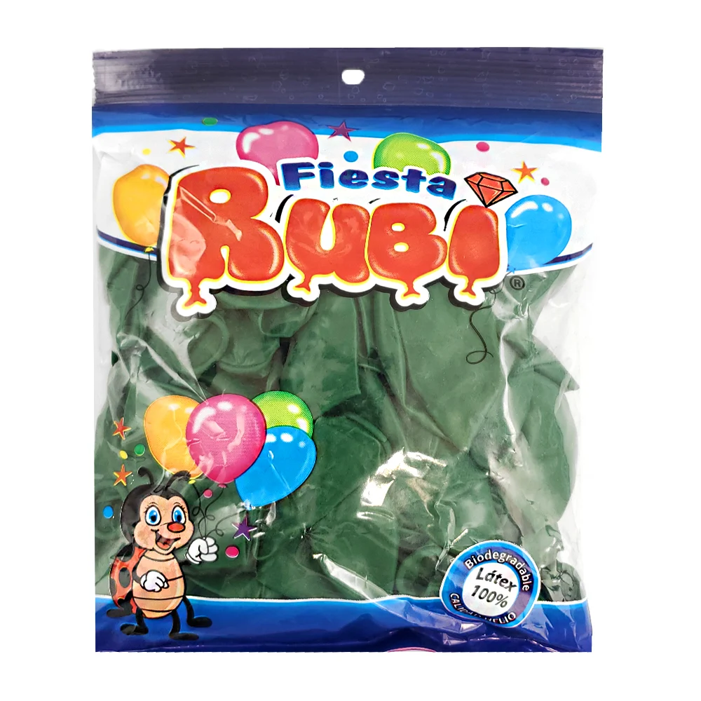 Paquete con 25 globos de latex fiesta rubí color verde esmeralda, 9in