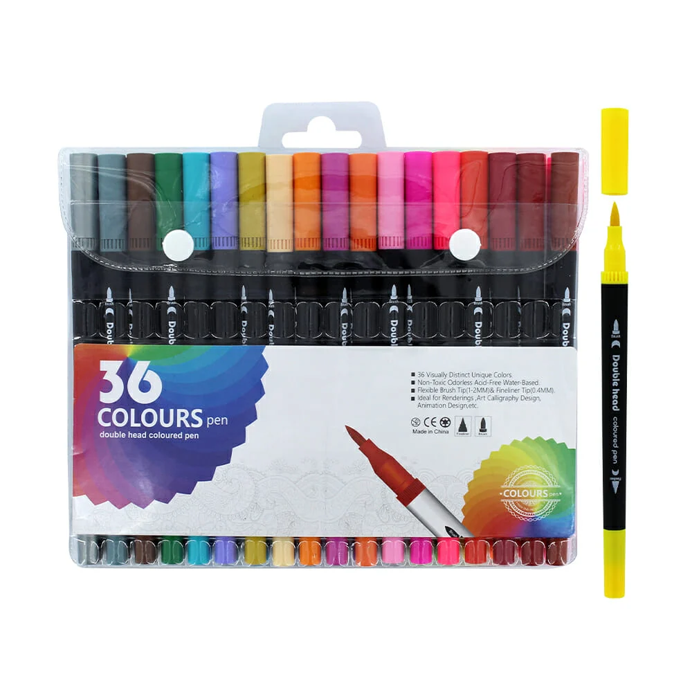 Paquete con 36 plumones delgados de doble punta, color surtido / 001-…