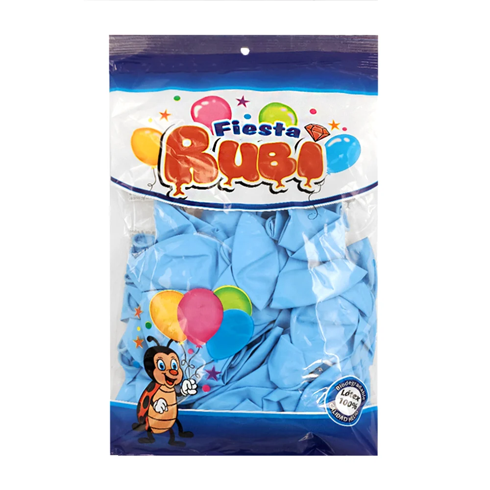 Paquete con 50 globos de latex fiesta rubí color azul bebe, 12in / be…