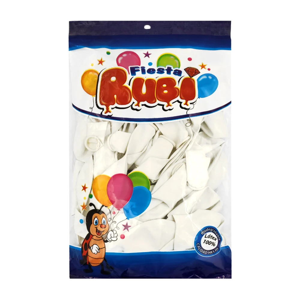 Paquete con 50 globos de latex fiesta rubí color blanco, 12in / blanc…