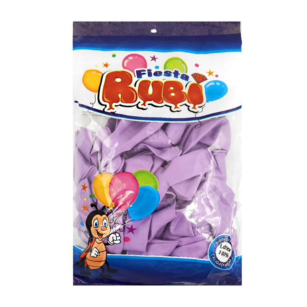Paquete con 50 globos de latex fiesta rubí color lila, 12in / lila12in