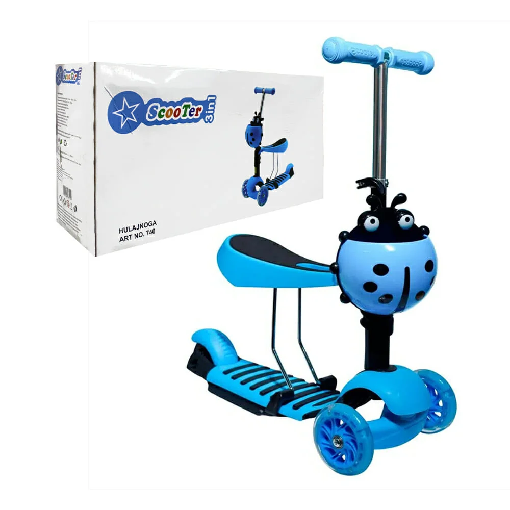 Patín scooter ajustable 3 en 1 con asiento y canastilla en forma de c…