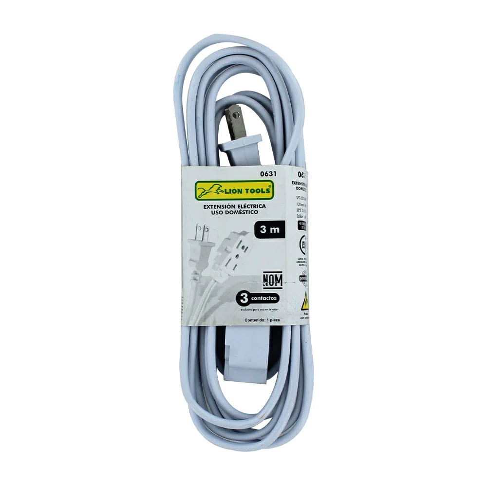 Extensión blanca lion tools para uso doméstico de 3 metros / 0631