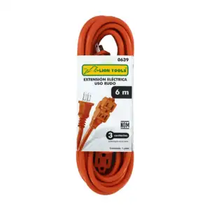 Extensión naranja lion tools calibre 16 awg de 6 metros con 3 contact…