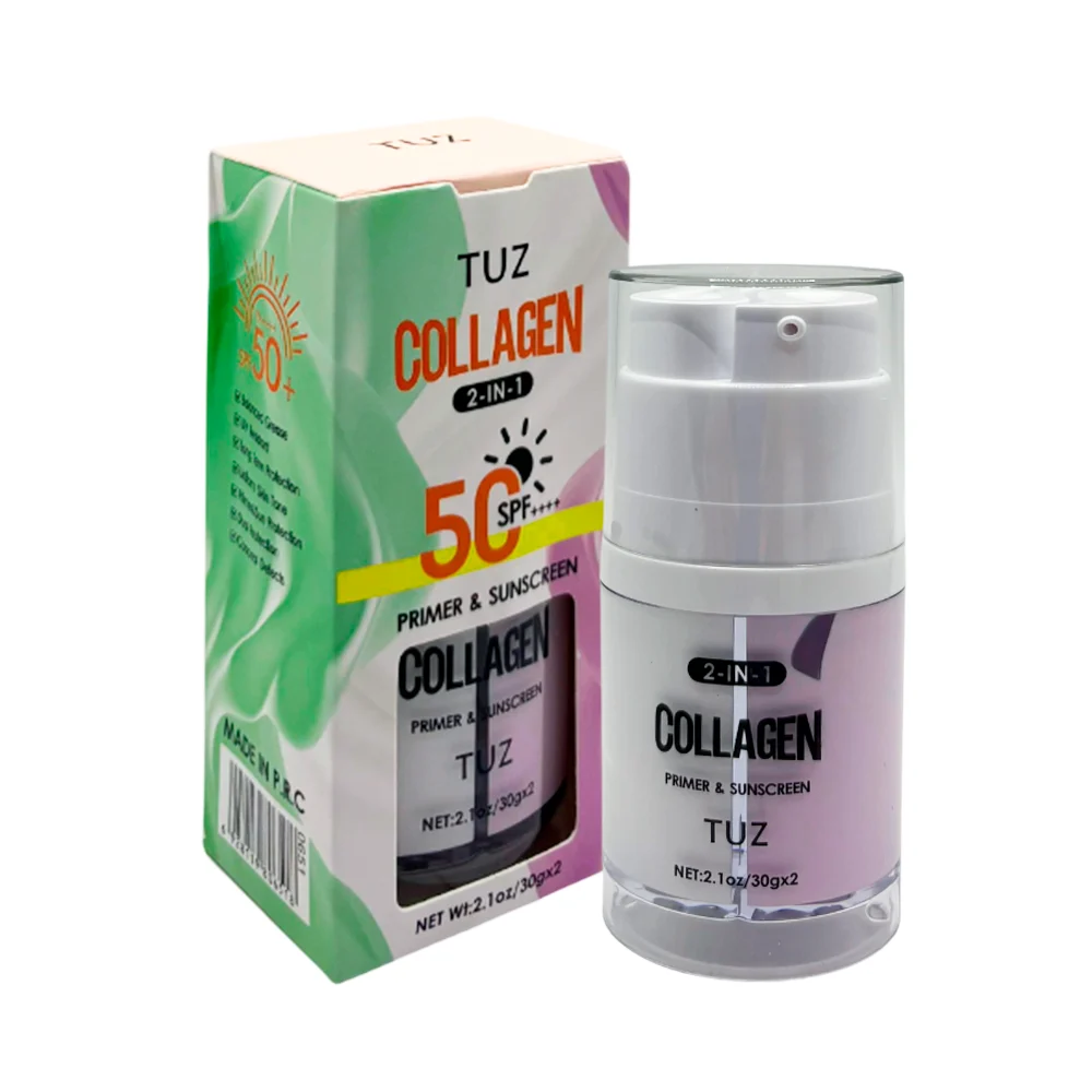Primer 2 en 1 tuz, 2 colores con extracto de colágeno y protector sol…