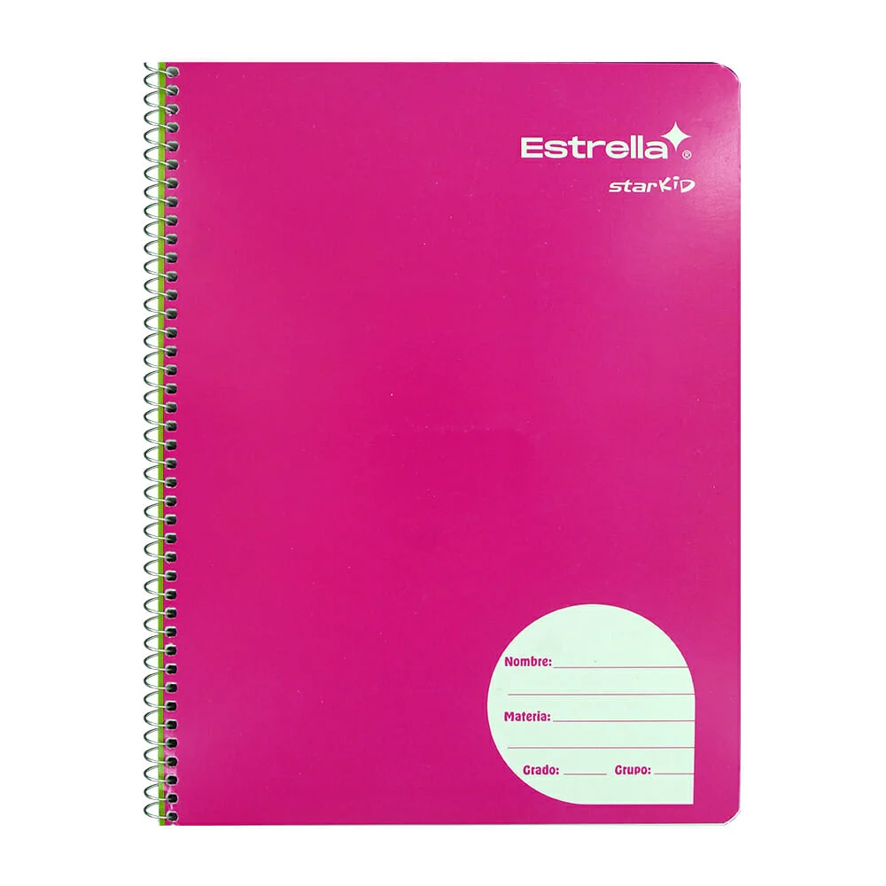 Cuaderno profesional estrella starkid con espiral metálico y 100 hojas papel bond en cuadrícula grande 7mm, variedad de colores / 006713