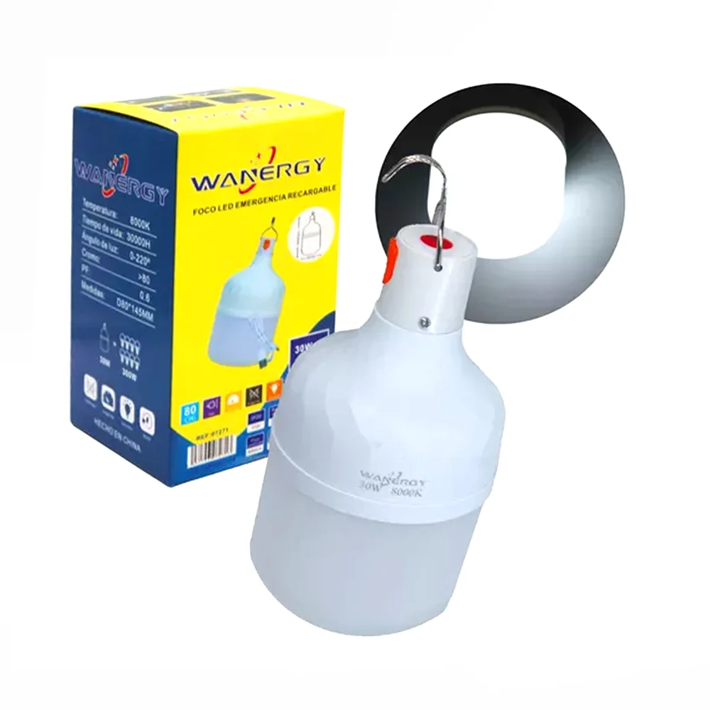 Foco recargable colgante led wanergy con luminosidad de 3000 lúmenes …