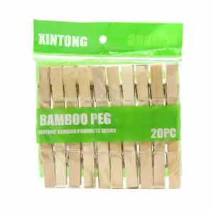 Paquete de 20 ganchos tipo pinzas de madera con bambú para colgar rop…