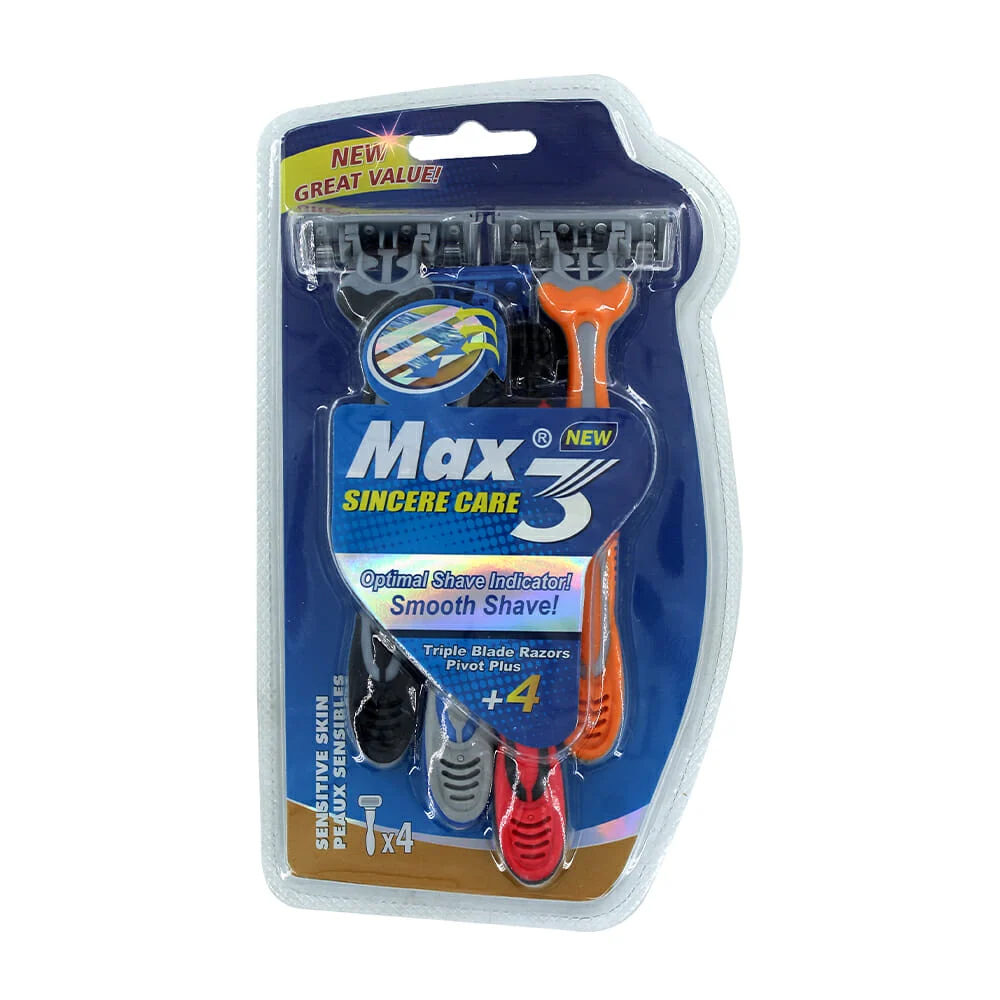 Paquete con 4 rastrillos max sincere care de triple navaja, variedad …