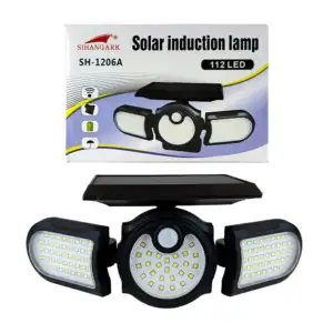 Lámpara led solar, con dos paneles de led y 112 led / sh-1206a