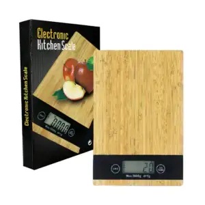 Bascula electrónica para cocina con diseño de madera y capacidad para…