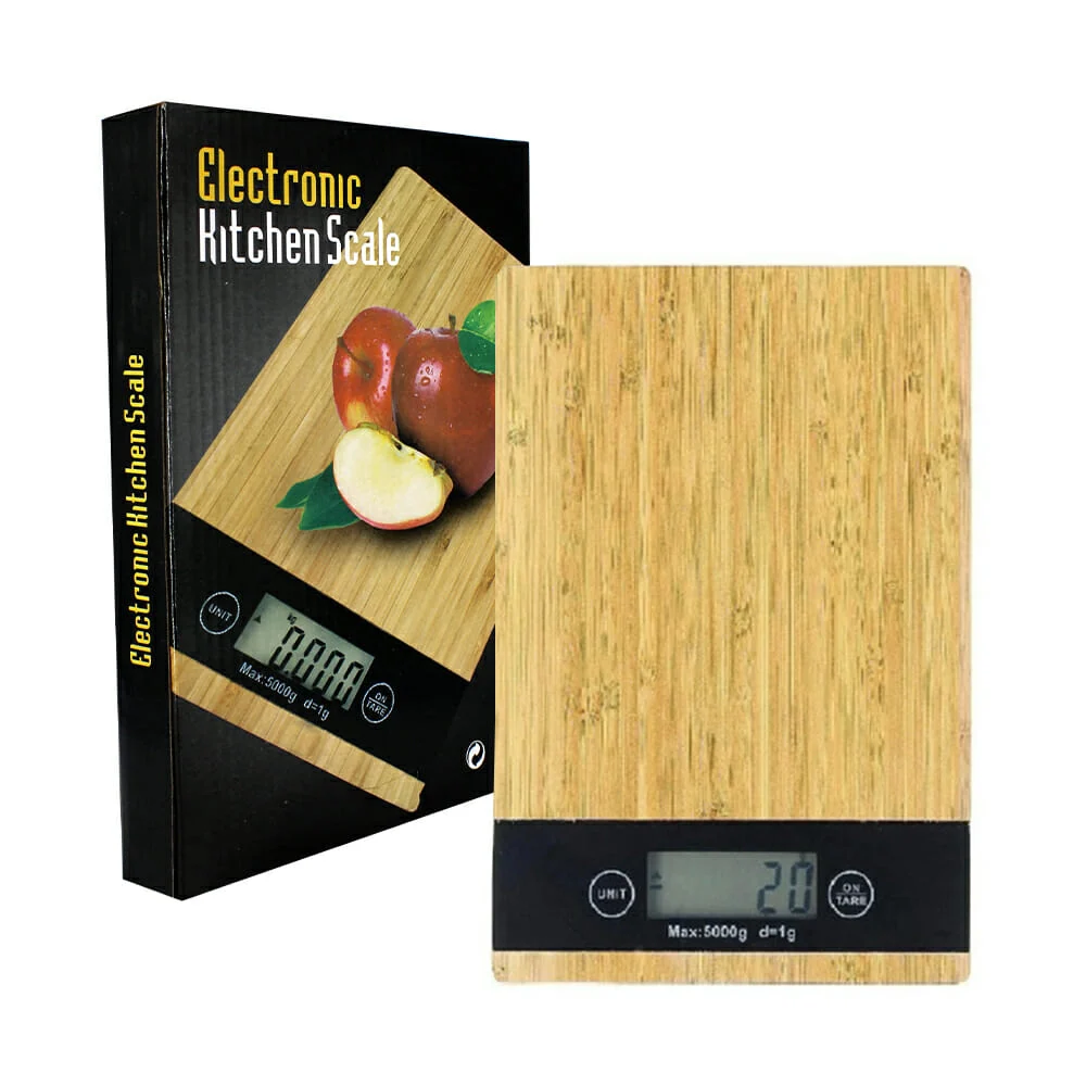 Bascula electrónica para cocina con diseño de madera y capacidad para…