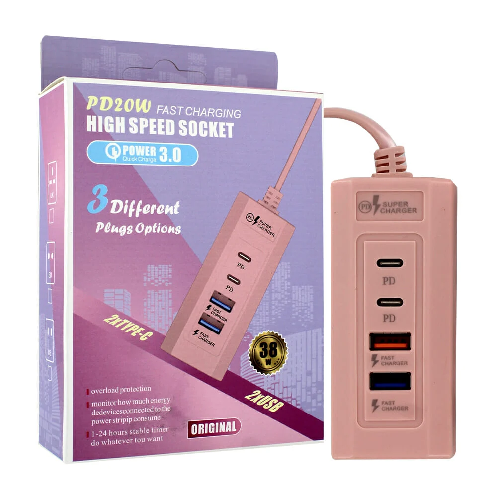 Hub conector con 2 puertos usb de carga rápida y 2 puertos usb-c 38w …
