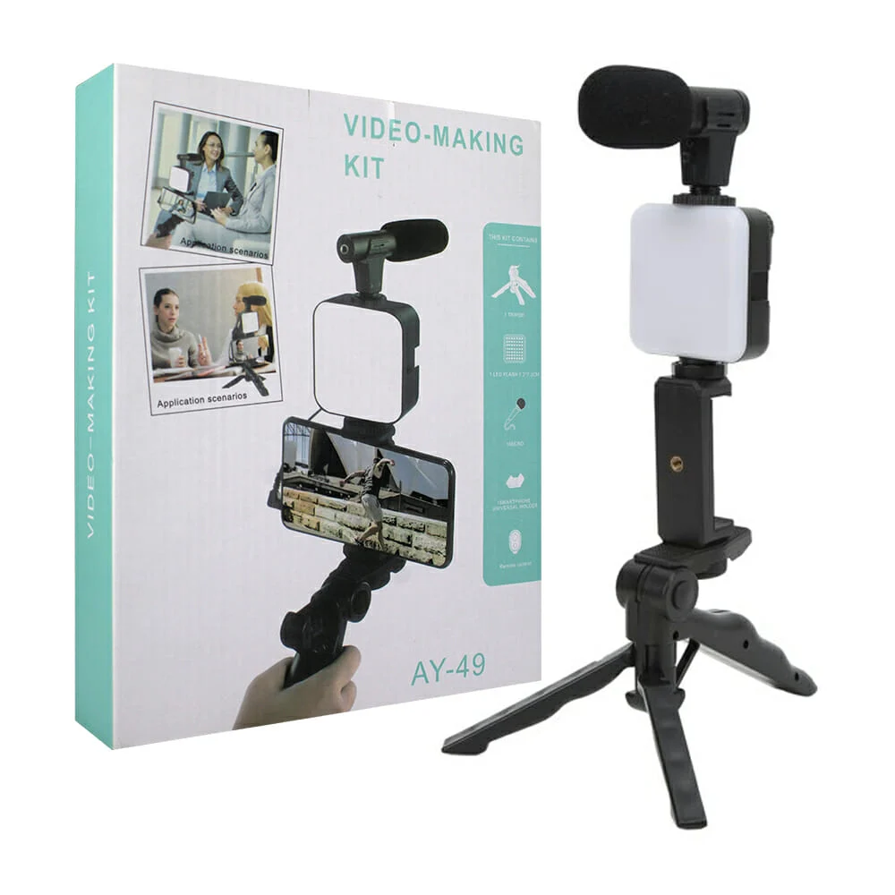 Soporte estabilizador con mini lámpara led, micrófono y control remot…