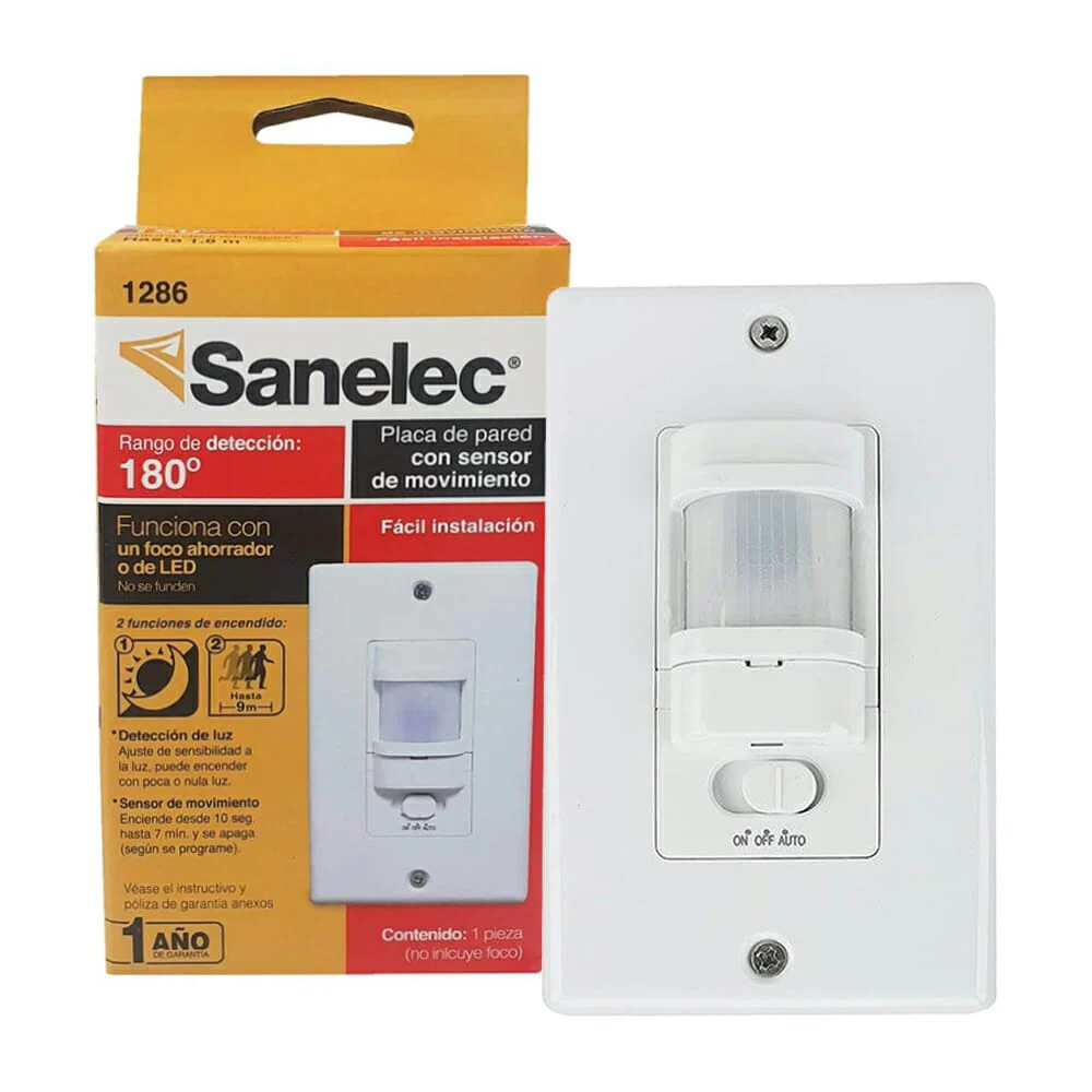 Placa de pared sanelec con sensor de movimiento para foco led ahorrad…