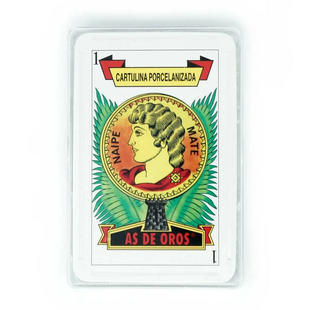 1pza Estuche transparente con baraja naipe española / as de oro / 251…