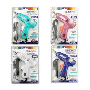 Pistola de silicón mediana, 30w con botón encendido-apagado, color su…