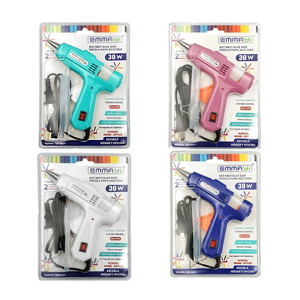 Pistola de silicón mediana, 30w con botón encendido-apagado, color su…