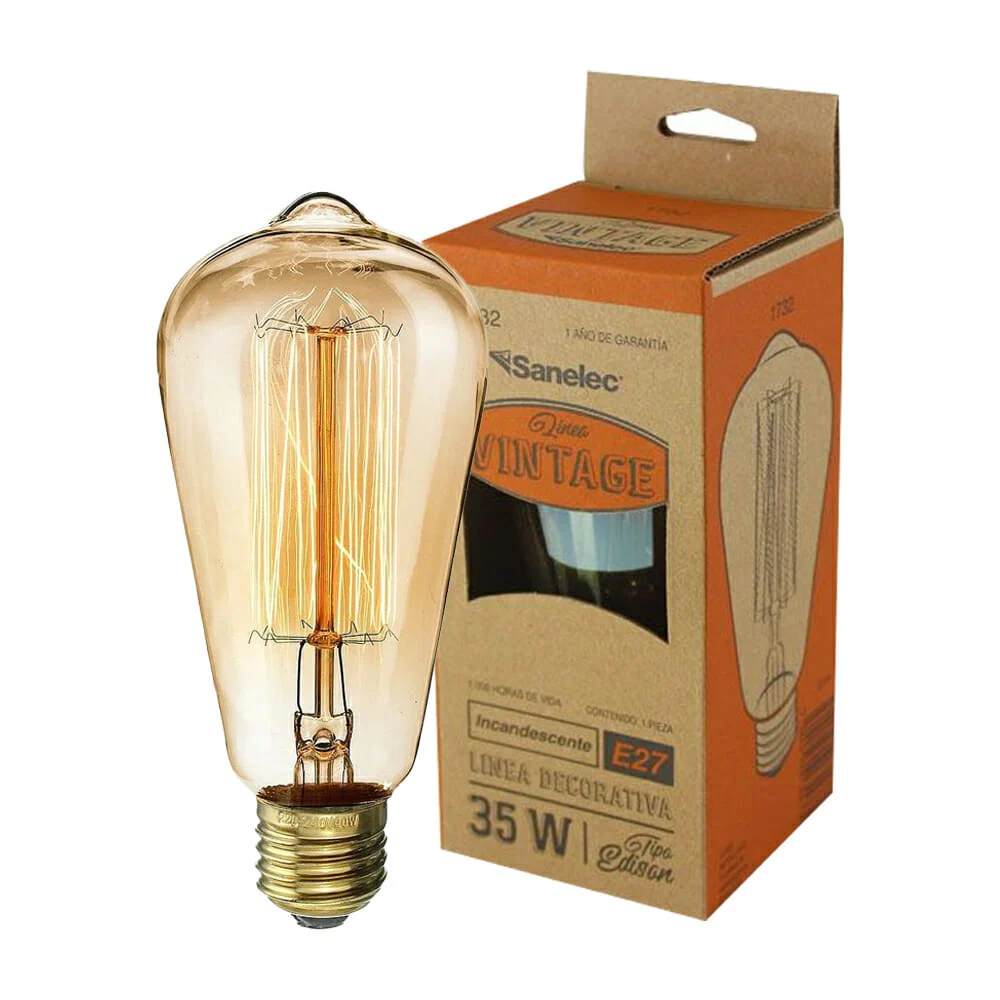 Foco incandescente sanelec decorativo tipo vintage con consumo de 35 …