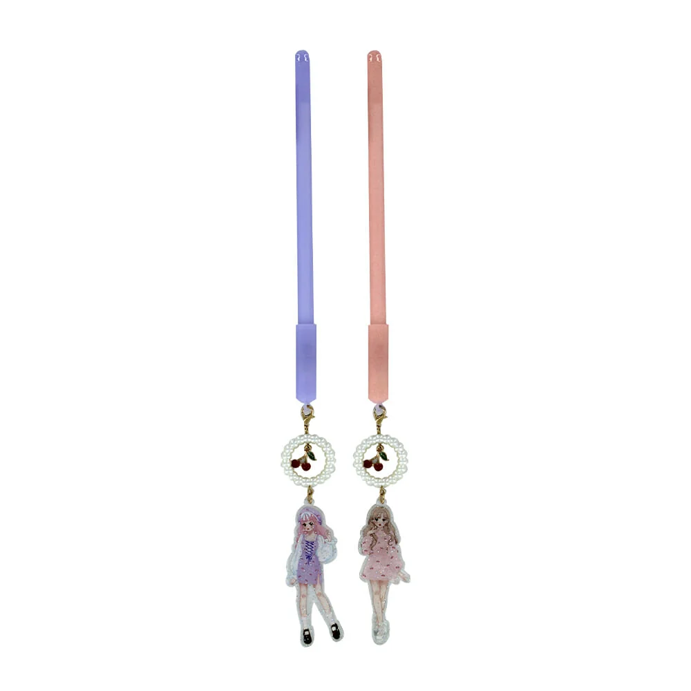 1pza Pluma de gel con llavero de muñeca de acrílico con perlas, varie…