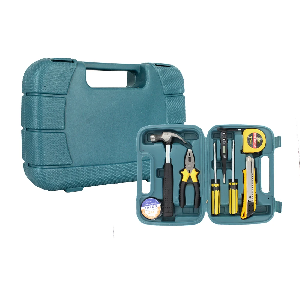 Kit estuche de herramientas con desarmadores, martillo, cinta negra, flexometro, cutter y pinzas / dj5235 / sj8009a / dj-5229