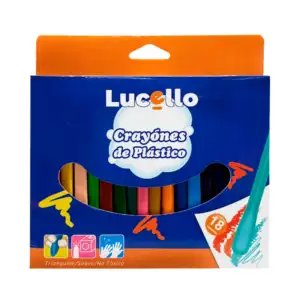 Caja lucello con 18 crayones triangulares, colores surtidos / 306468