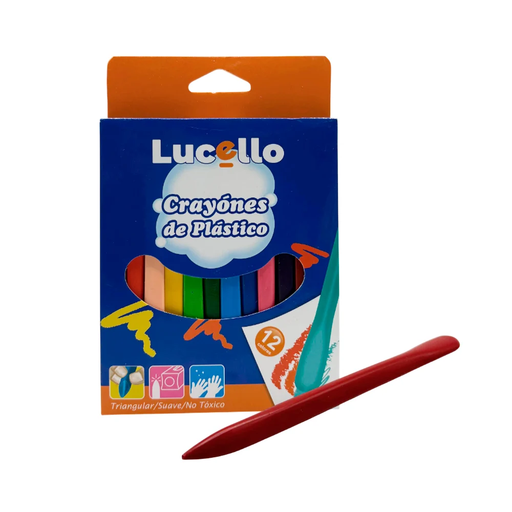 Caja lucello con 12 crayones triangulares, colores surtidos / 306475