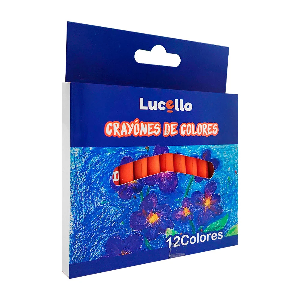 Paquete lucello con 12 crayones cortos de 9cm, colores surtidos / 307…