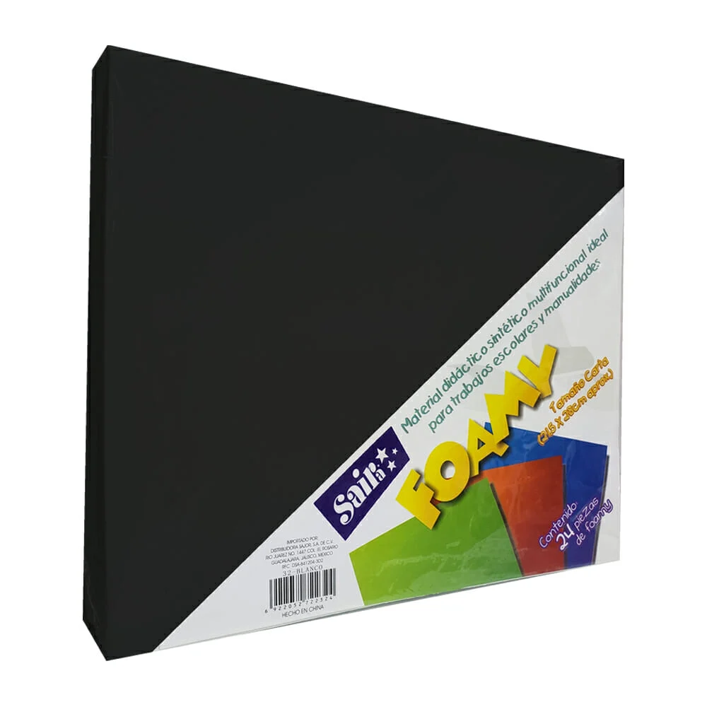Paquete 24 pzas de foamy tamaño carta en color negro, 21.5x28cm / 223…
