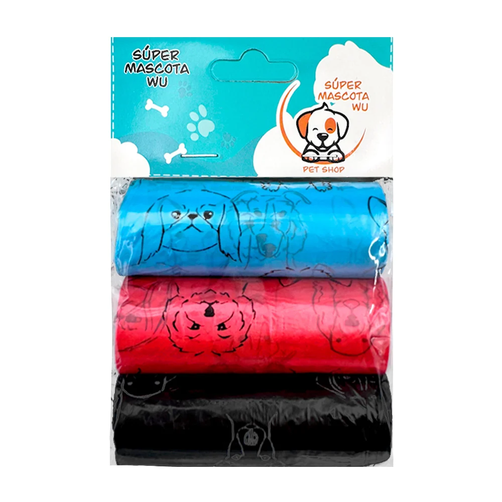 Paquete con 3 rollos de bolsas para heces, estampado de perros, color…