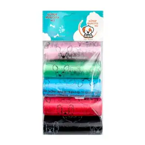 Paquete con 5 rollos de bolsas para heces, estampado de perros, color…