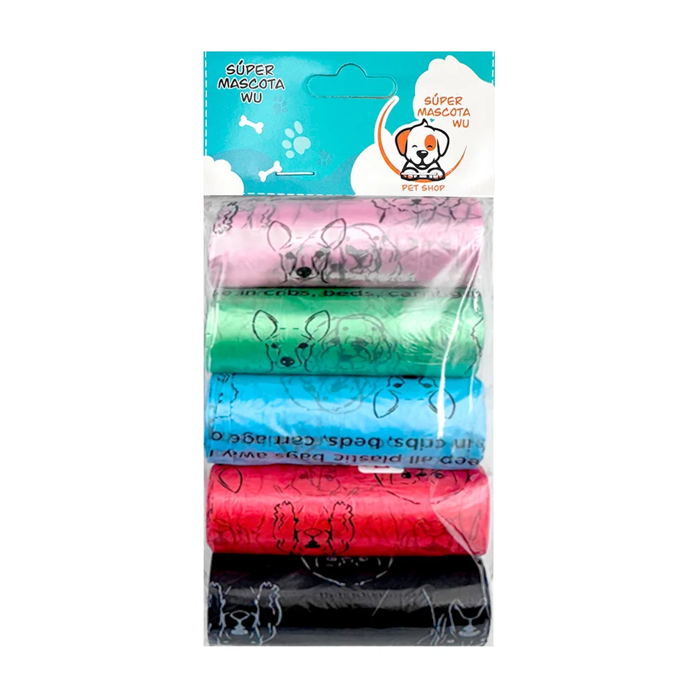 Paquete con 5 rollos de bolsas para heces, estampado de perros, color…