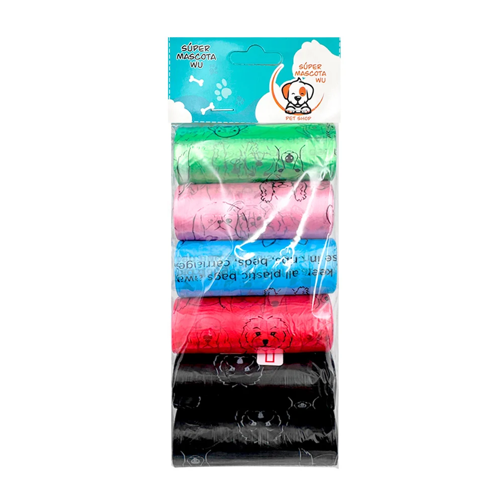 Paquete con 6 rollos de bolsas para heces estampado de perritos, vari…