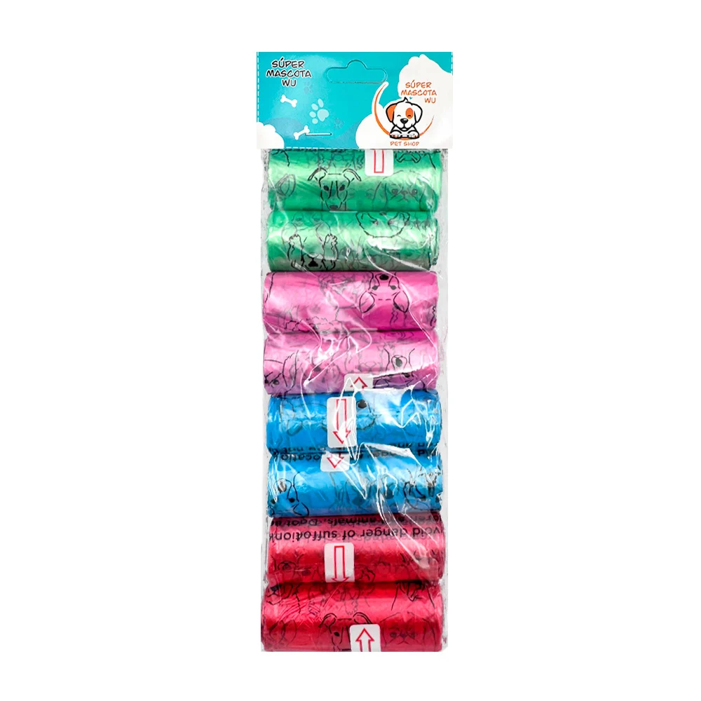 Paquete con 8 rollos de bolsas para heces, estampado de perritos, var…