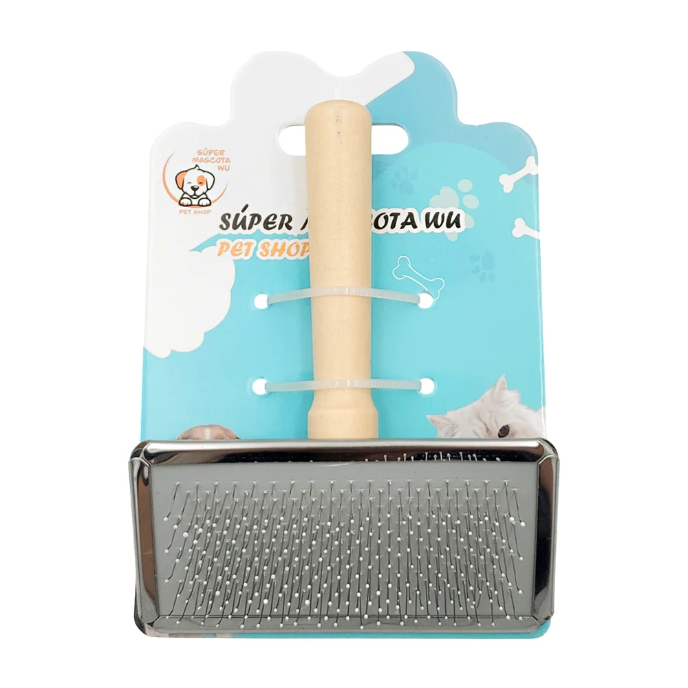 Cepillo para mascotas, mango de madera, cerdas de metal / 73705