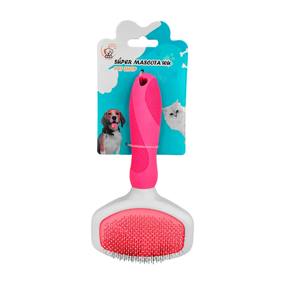 Cepillo de plástico con cerdas metálicas con mango ergonómico, colore…
