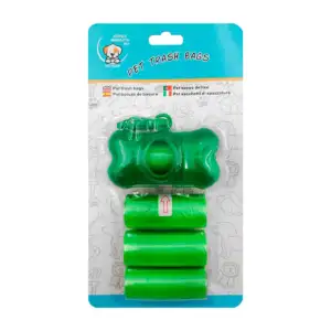 Paquete con 4 rollos de bolsas para heces + llavero dispensador, colo…