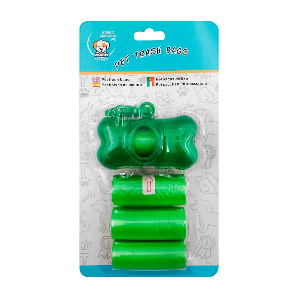 Paquete con 4 rollos de bolsas para heces + llavero dispensador, colo…