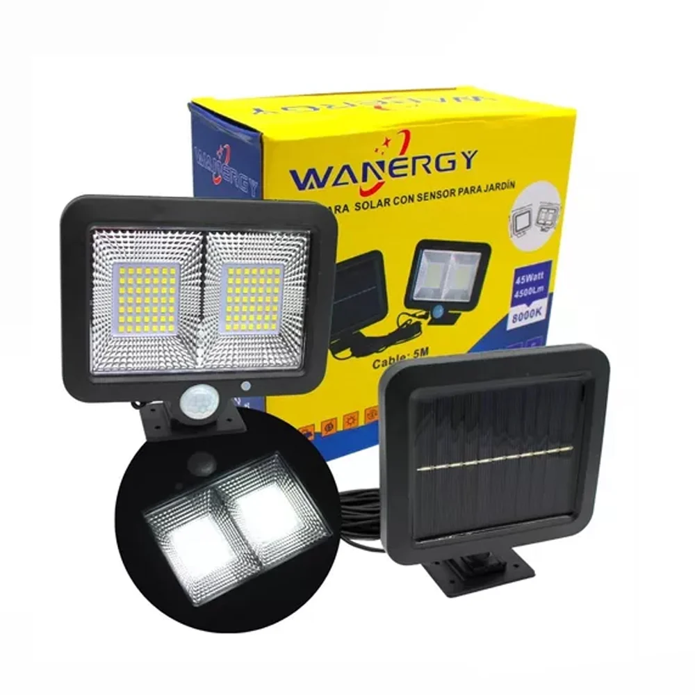 Lámpara solar wanergy para exterior con sensor de movimiento 45w / 80…