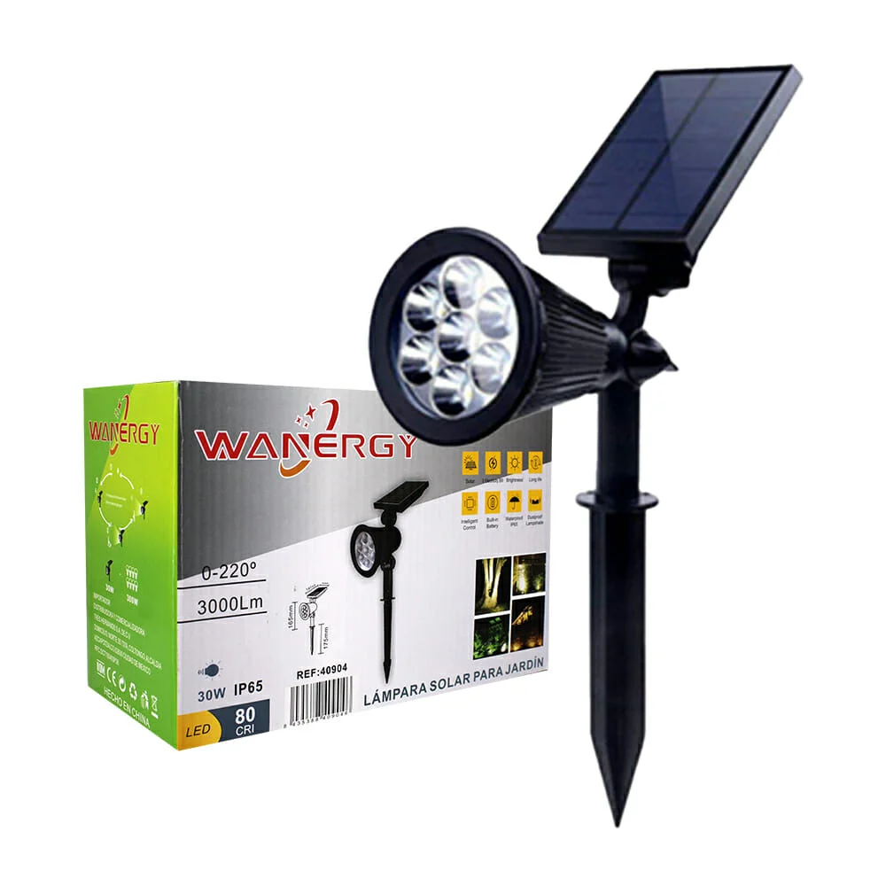 Lámpara solar wanergy en forma de estaca con panel solar 3000lm 30w 4…