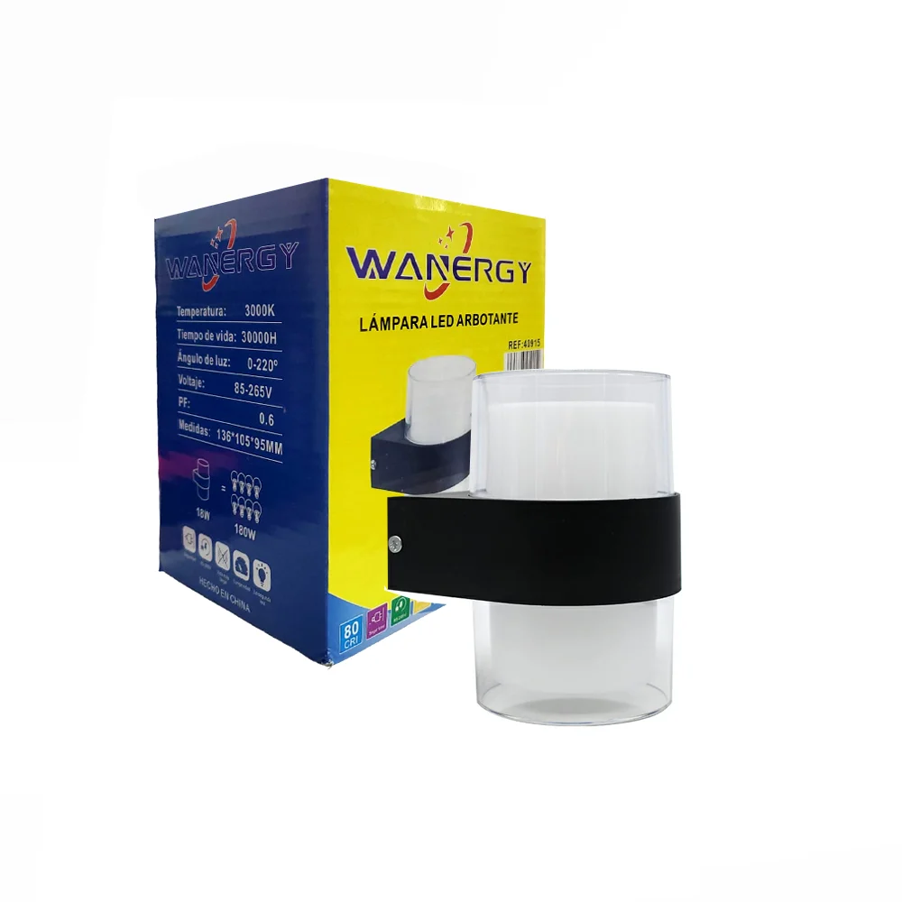 Lámpara wanergy doble led para pared impermeable 3000k + 18w 40915