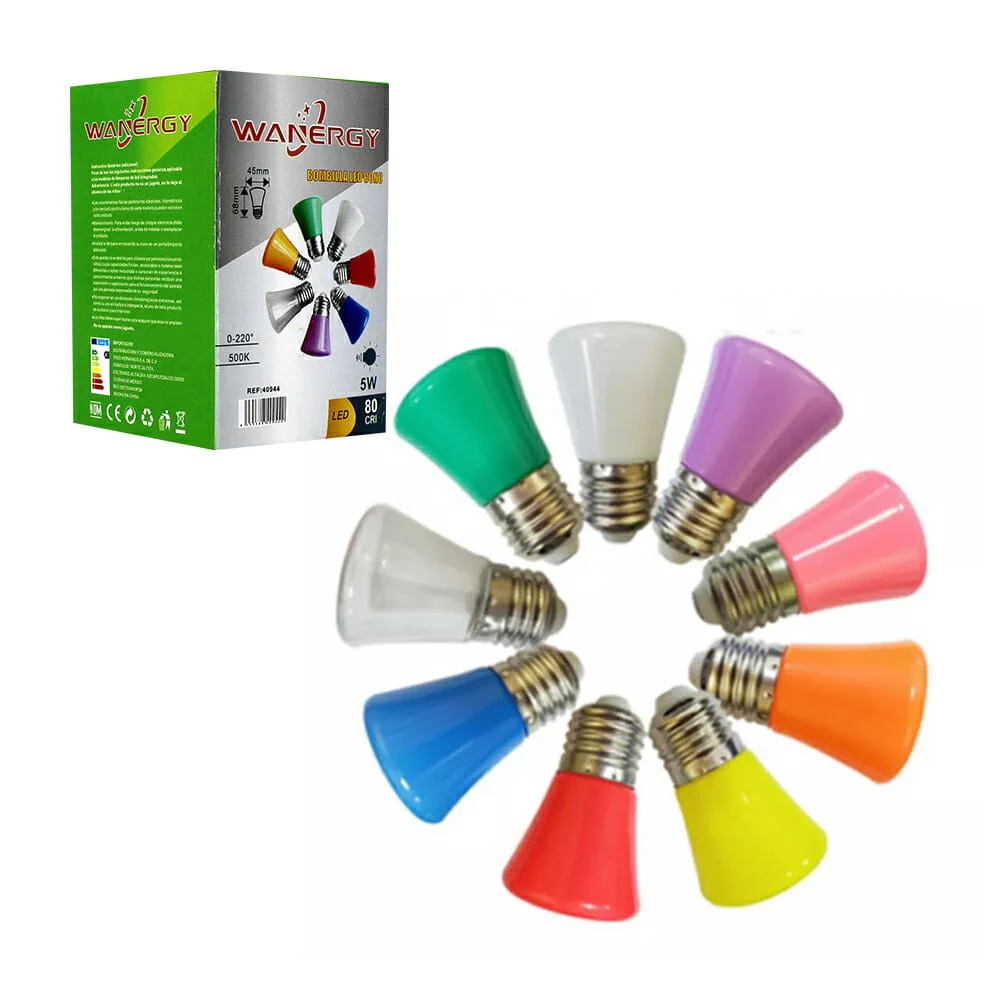 Foco bombilla led blanco wanergy en forma de cono con consumo de 5 wa…